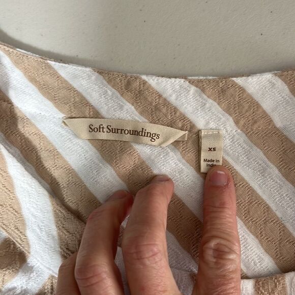 Soft Surroundings Glorietta Striped Top Cream Beige Size Xsmall - Picture 5 of 12